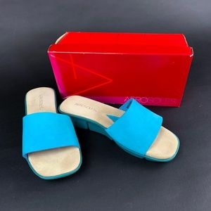 Aerosoles Spring It Teal Blue Nubuck Slides Sz 8.5 B Worn Once